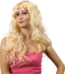blond peruka z falami i grzywką na karnawał i imprezy