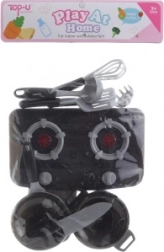 Dziecięcy zestaw naczyń z kuchenką bateryjną