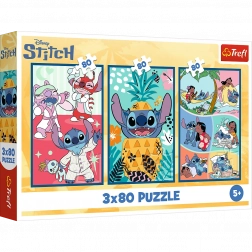 Puzzle Lilo & Stitch: Trzy Puzzle w Jednym - Stitch 3x80 Kawałków