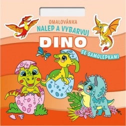 kolorowanka kwadratowa naklejaj i koloruj dino
