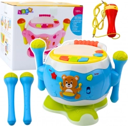 Interaktywny muzyczny bębenek dla dzieci ze światłami i dźwiękami niebieski