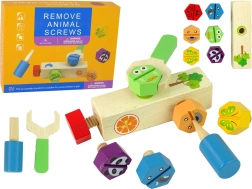 Drewniany zestaw do wkręcania ze zwierzątkami