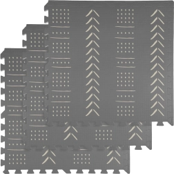 Piankowa mata HUMBI 180 × 60 cm, duże wodoodporne puzzle, bezpieczna, 3 szt., szare boho