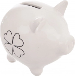 Ceramiczna skarbonka-świnka z motywem koniczyny 10 cm