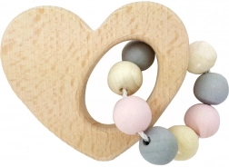 Hess drewniana grzechotka serce w różowym kolorze