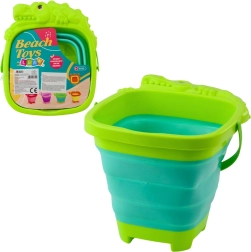 Składane silikonowe wiaderko krokodyl – zielone plażowe