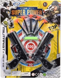 Dziecięcy pistolet z tarczą – zestaw z dwoma pistoletami i nabojami z przyssawkami