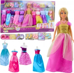 Duży zestaw modowy Anlily Lalka z sukienkami i dodatkami 24szt.