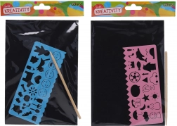 Obrazek do wydrapywania A5 z szablonem i rysikiem