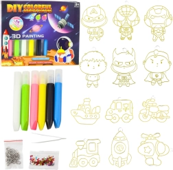 Kreatywny zestaw do malowania 3D Kosmos – 6 kolorów i 12 breloczków