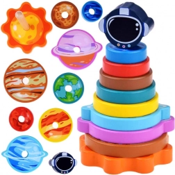 Drewniana układanka z motywem kosmicznym