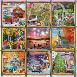 Kwadratowe puzzle Kolaż Wiosna, Lato, Jesień, Zima 1000 elementów