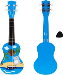 Dziecięce ukulele z drewna z 4 nylonowymi strunami i kostką ECOTOYS