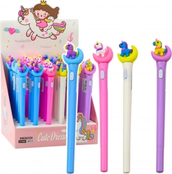 Świecący długopis Jednorożec na księżycu z niebieskim tuszem 0,7 mm