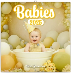 Kalendarz ścienny z miejscem na notatki Babies 2025 – Věra Zlevorová, 30 × 30 cm