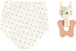 Petit Collage Zestaw Króliczek gryzak i śliniaczek