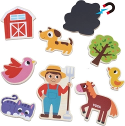 VIGA magnetyczni przyjaciele z farmy – zestaw 20 drewnianych magnesów