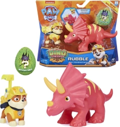 Psi Patrol Dino Rescue – figurka Rubble i triceratops z niespodzianką