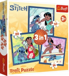 Puzzle 3 w 1 – czas ze STITCHEM LILO & STITCH od Trefl