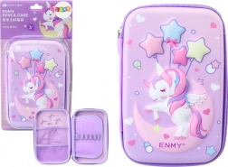 Duży piórnik 3D Jednorożec, fioletowy 23 × 15 × 5 cm