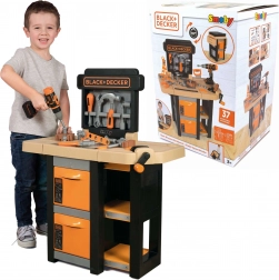 Smoby BLACK+DECKER dziecięcy otwarty warsztat Bricolo, 37 elementów