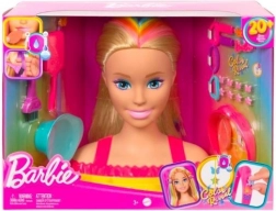 Barbie głowa do stylizacji neonowe tęczowe blond włosy