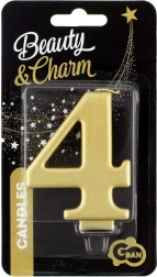Złota świeczka na tort cyfra 4