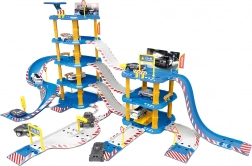 Duży garaż policyjnej stacji, 4 poziomy, stacja paliw, 100 elementów