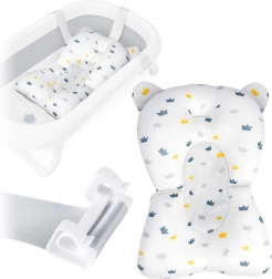 Poduszka do wanienki dziecięcej RICOKIDS – szybkoschnąca ergonomiczna wkładka, biało‑niebieska