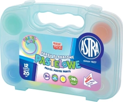 Farby temperowe ASTRA pastelowe 12×20 ml w plastikowej walizeczce (niebieskiej)
