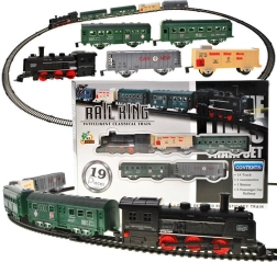 Elektryczny pociąg z lokomotywą i wagonami