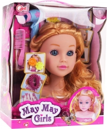 Głowa do stylizacji z blond włosami i akcesoriami