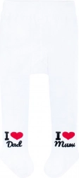 bawełniane rajstopy New Baby białe I Love Mum and Dad