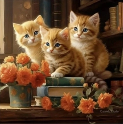 Mozaika diamentowa - Trzy koty