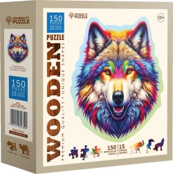 Drewniane puzzle Tęczowy wilk 150 elementów