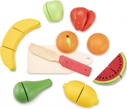 Drewniany zestaw do krojenia owoców w koszyku