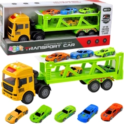 Zielony zestaw lawetowy z autkami ze światłami i dźwiękami