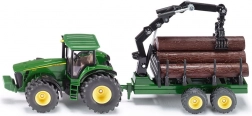 Model traktora John Deere 8430 z leśną przyczepą Siku 1:50