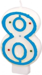 Świeczka cyfra 8 z kolorowymi kropkami Amscan