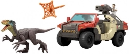Jurassic World terenowe auto z kierowcą i welociraptorem