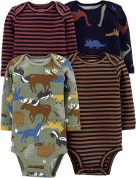 Niemowlęce body Carter's z długim rękawem brown/navy, 4 szt., rozmiar 56 (NB)