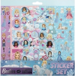 Zimowe dziewczęce naklejki – zestaw płaskich i 3D