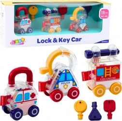 Edukacyjny zestaw samochodzików z kluczami Policja, Straż Pożarna, Karetka