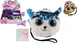 Dziewczęcy materiałowy portfelik z motywem zwierzątka z cekinami i ozdobami do włosów