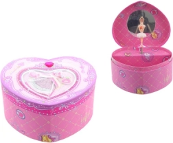 Muzyczna szkatułka na biżuterię w kształcie serca z baletnicą
