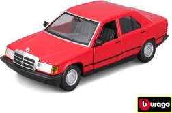 Metalowy model samochodu Bburago 1:24 Plus 1987 Mercedes-Benz 190E czerwony