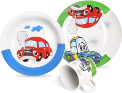 Dziecięcy porcelanowy zestaw śniadaniowy Orion auto 3 części