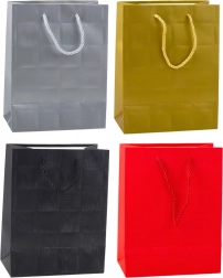 Torebka prezentowa ze strukturalnym wzorem kwadratów 23 × 18 × 10 cm