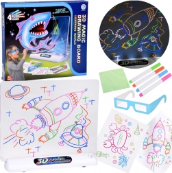 3D magiczna tablica do rysowania z podświetleniem LED, markerami i okularami 3D