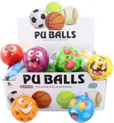 Gąbkowa piłeczka z buźkami 7 cm